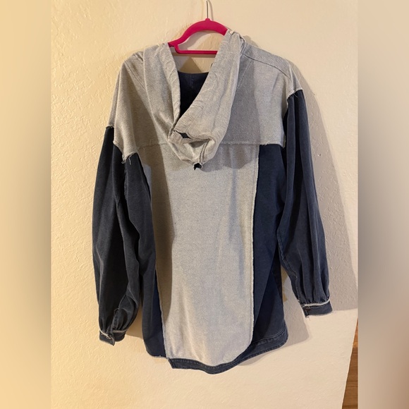 POL Set Two-Tone Denim Hoodie Jacket and Joggers - Picture 4 of 9